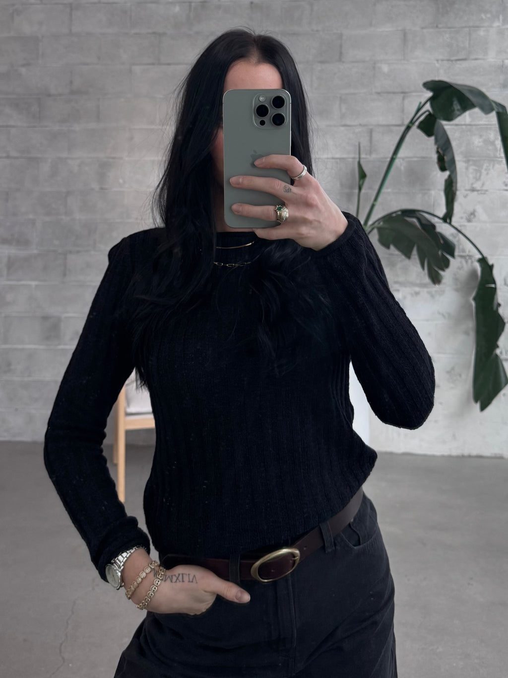 ONLY Pamela Rib Knit Rolled Hem Sweater