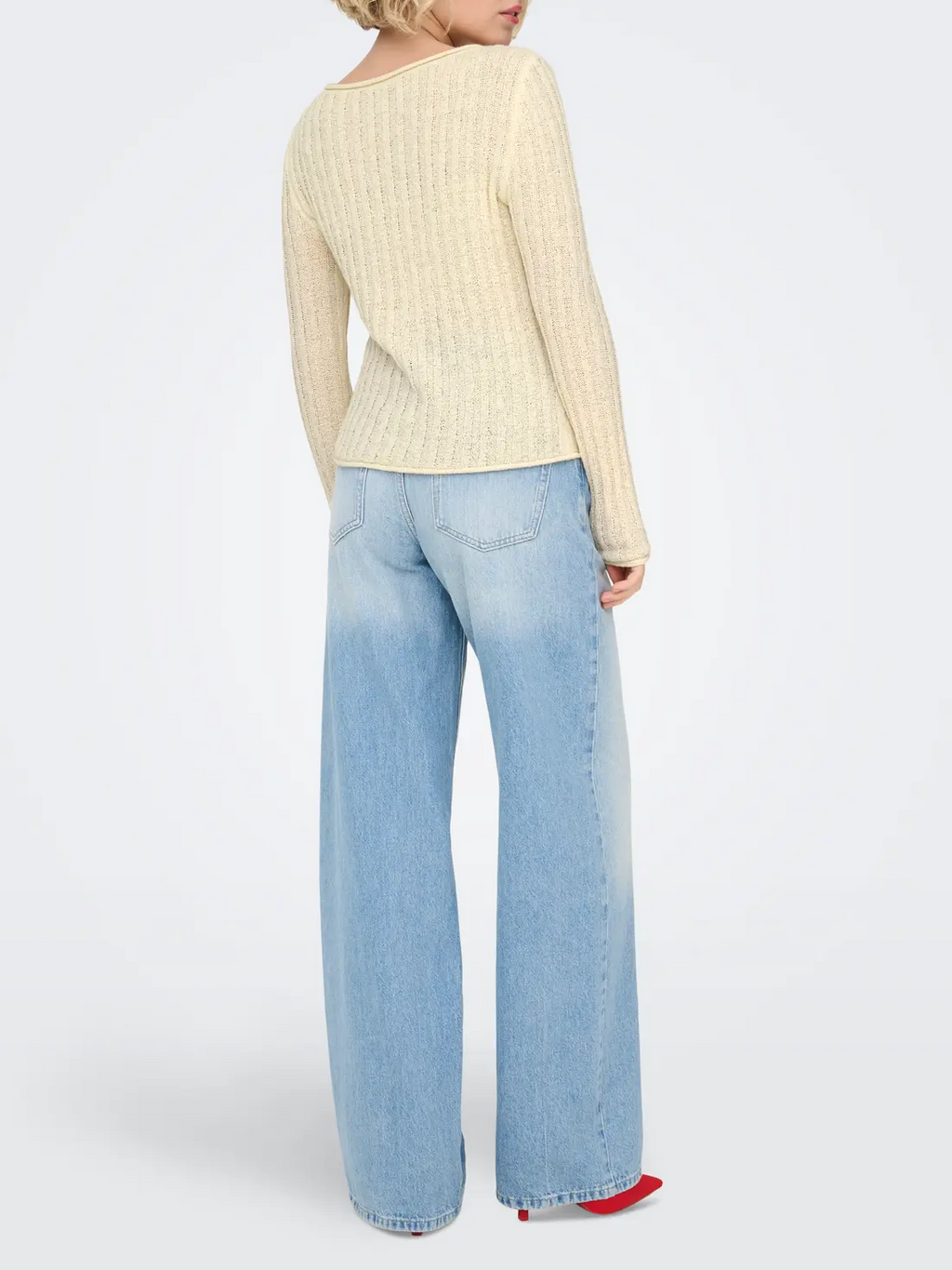 ONLY Pamela Rib Knit Rolled Hem Sweater